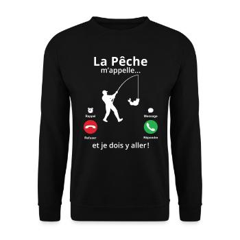 la pêche m'appelle et je dois y aller - Sweat-shirt Unisexe - noir - Devant - Alina (178cm) & Michal (187cm)