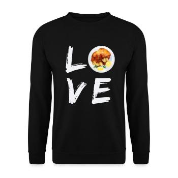 Meat lovers Schnitzel fan Schnitzel - Unisex Sweatshirt - black - Front - Alina (178cm) & Michal (187cm)