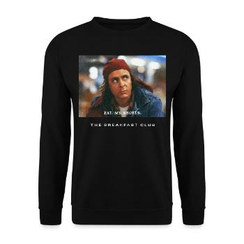 The Breakfast Club Eat My Shorts Spruch - Unisex Pullover - Schwarz - Vorne - Alina (178cm) & Michal (187cm)