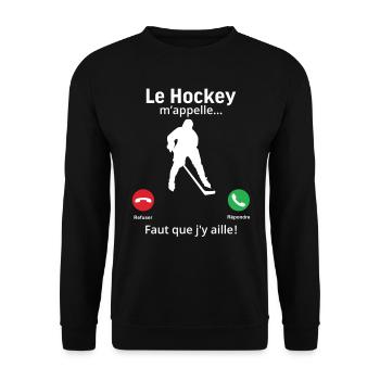 Le Hockey m'appelle faut que j'y aille! - Sweat-shirt Unisexe - noir - Devant - Alina (178cm) & Michal (187cm)