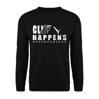 Cliff Happens - Lustiges Klippenspringen - Unisex Pullover - Schwarz - Vorne - Alina (178cm) & Michal (187cm)