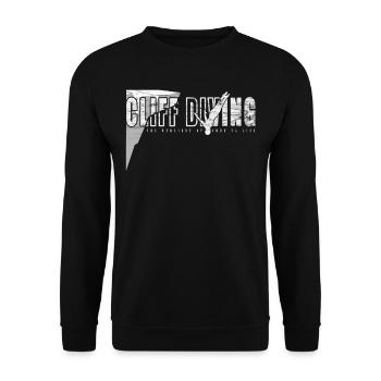 Das Verrückteste gefühl Klippenspringen - Unisex Pullover - Schwarz - Vorne - Alina (178cm) & Michal (187cm)