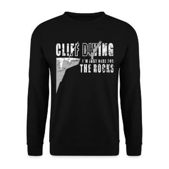 Here for the Rocks - Klippenspringen - Unisex Pullover - Schwarz - Vorne - Alina (178cm) & Michal (187cm)