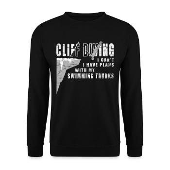 I can't - lustiges Klippenspringen - Unisex Pullover - Schwarz - Vorne - Alina (178cm) & Michal (187cm)