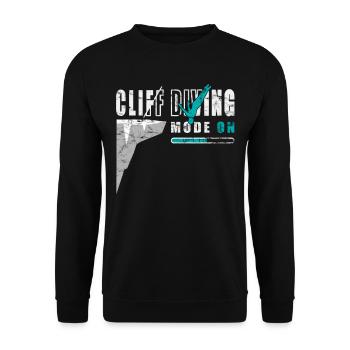 Mode on - lustiges Klippenspringen - Unisex Pullover - Schwarz - Vorne - Alina (178cm) & Michal (187cm)