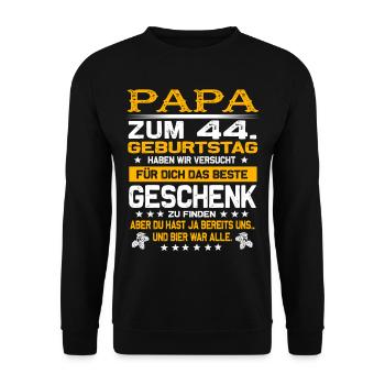 Zum 44. Geburtstag lustiges Bier Spruch - Unisex Pullover - Schwarz - Vorne - Alina (178cm) & Michal (187cm)