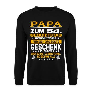 Zum 54. Geburtstag lustiges Bier Spruch - Unisex Pullover - Schwarz - Vorne - Alina (178cm) & Michal (187cm)