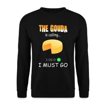 Cheese lover - Funny Gouda calls - Unisex Sweatshirt - black - Front - Alina (178cm) & Michal (187cm)