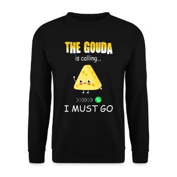 Cheese lover - Funny Gouda calls - Unisex Sweatshirt - black - Front - Alina (178cm) & Michal (187cm)