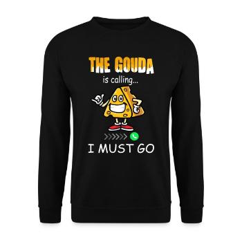 Cheese lover - Funny Gouda calls - Unisex Sweatshirt - black - Front - Alina (178cm) & Michal (187cm)