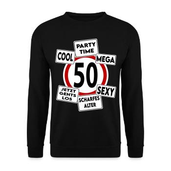 Geburtstag 50 Mega Cool Sexy Party Stark - Unisex Pullover - Schwarz - Vorne - Alina (178cm) & Michal (187cm)