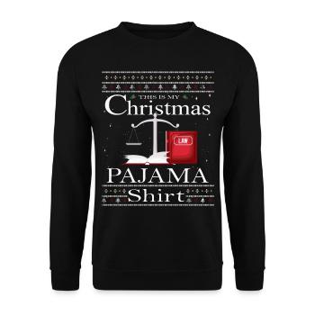 Funny Christmas lawyer pajamas - Unisex Sweatshirt - black - Front - Alina (178cm) & Michal (187cm)