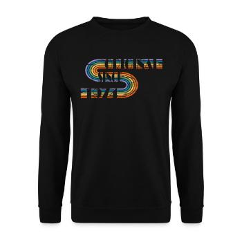 Vintage Birthday Design Original 1974 - Unisex Sweatshirt - black - Front - Alina (178cm) & Michal (187cm)