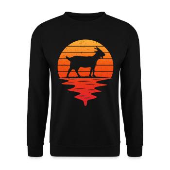 Sonnenuntergang Retro Ziegen T-Shirt Ziege - Unisex Pullover - Schwarz - Vorne - Alina (178cm) & Michal (187cm)