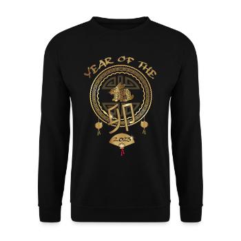 Chinesisches Neujahr - Jahr Des Kaninchens 2023 - Unisex Pullover - Schwarz - Vorne - Alina (178cm) & Michal (187cm)