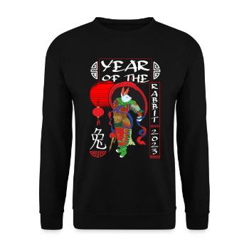 Chinesisches Neujahr - Jahr Des Kaninchens 2023 - Unisex Pullover - Schwarz - Vorne - Alina (178cm) & Michal (187cm)