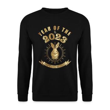 Chinesisches Neujahr - Jahr Des Kaninchens 2023 - Unisex Pullover - Schwarz - Vorne - Alina (178cm) & Michal (187cm)