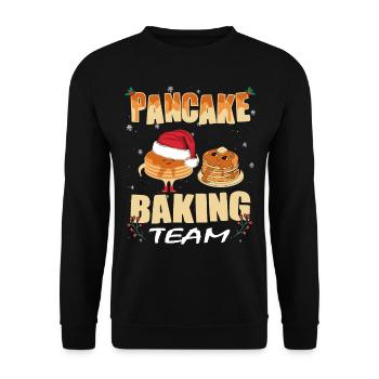 Weihnachtspfannkuchen Pancake Backen - Unisex Pullover - Schwarz - Vorne - Alina (178cm) & Michal (187cm)