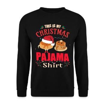 Weihnachtspfannkuchen Christmas Pajama - Unisex Pullover - Schwarz - Vorne - Alina (178cm) & Michal (187cm)