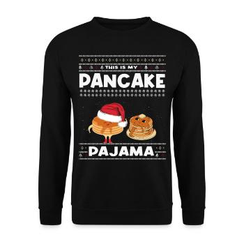 Weihnachtspfannkuchen Pajama - Unisex Pullover - Schwarz - Vorne - Alina (178cm) & Michal (187cm)