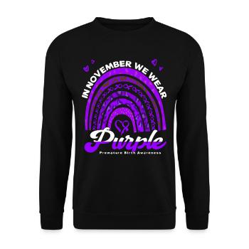 Arc violet conscient de la naissance prématurée - Sweat-shirt Unisexe - noir - Devant - Alina (178cm) & Michal (187cm)