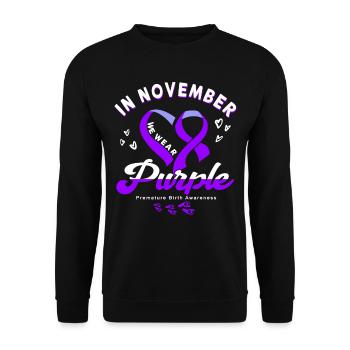 Arc violet conscient de la naissance prématurée - Sweat-shirt Unisexe - noir - Devant - Alina (178cm) & Michal (187cm)