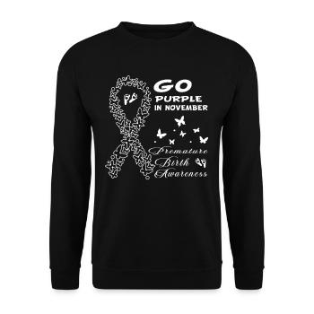 Arc violet conscient de la naissance prématurée - Sweat-shirt Unisexe - noir - Devant - Alina (178cm) & Michal (187cm)