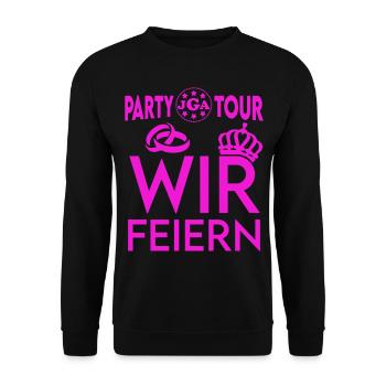 JGA Partytour Wir Feiern Durchfeiern Super Fete - Unisex Pullover - Schwarz - Vorne - Alina (178cm) & Michal (187cm)