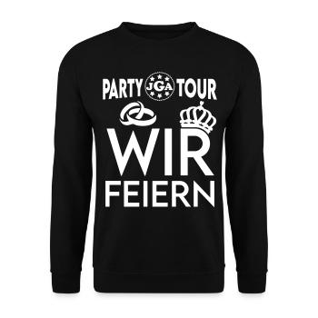 JGA Partytour Wir Feiern Durchfeiern Super Fete - Unisex Pullover - Schwarz - Vorne - Alina (178cm) & Michal (187cm)