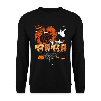 Spooky Papa Halloween Horror Gift - Unisex Sweatshirt - black - Front - Alina (178cm) & Michal (187cm)