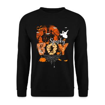Spooky Boy Halloween Creeper Gift - Unisex Sweatshirt - black - Front - Alina (178cm) & Michal (187cm)