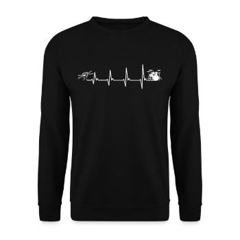 Batterie heartbeat - batteur - Sweat-shirt Unisexe - noir - Devant - Alina (178cm) & Michal (187cm)