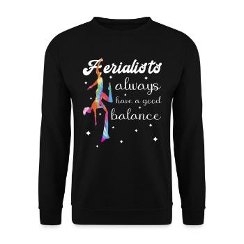 Aerial Silk Akrobatik Circus Aerialist - Unisex Pullover - Schwarz - Vorne - Alina (178cm) & Michal (187cm)