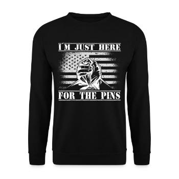 Armwrestler USA-Flaggen-Handdrücken - Unisex Pullover - Schwarz - Vorne - Alina (178cm) & Michal (187cm)
