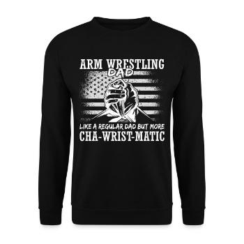 Armwrestler USA-Flaggen-Handdrücken - Unisex Pullover - Schwarz - Vorne - Alina (178cm) & Michal (187cm)