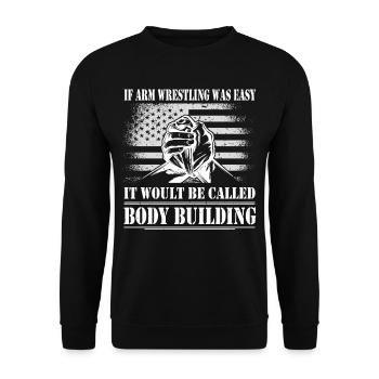 Armwrestler USA-Flaggen-Handdrücken - Unisex Pullover - Schwarz - Vorne - Alina (178cm) & Michal (187cm)