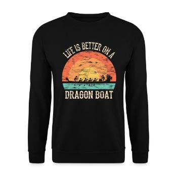 Course de bateaux-dragons chinois - Sweat-shirt Unisexe - noir - Devant - Alina (178cm) & Michal (187cm)