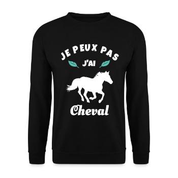 je peux pas j'ai cheval équitation - Sweat-shirt Unisexe - noir - Devant - Alina (178cm) & Michal (187cm)