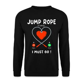 Jump Rope Calling - Seilspringen - Unisex Sweatshirt - black - Front - Alina (178cm) & Michal (187cm)