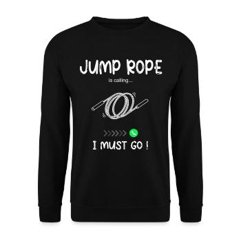 Jump Rope Calling - Seilspringen - Unisex Sweatshirt - black - Front - Alina (178cm) & Michal (187cm)