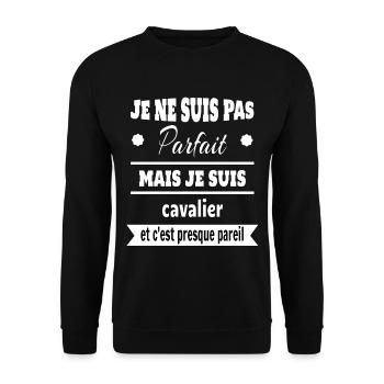 Cadeau pas parfait mais cavalier cheval - Sweat-shirt Unisexe - noir - Devant - Alina (178cm) & Michal (187cm)