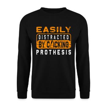 Amputierte Humorprothese -Chirurgie Amputation - Unisex Pullover - Schwarz - Vorne - Alina (178cm) & Michal (187cm)