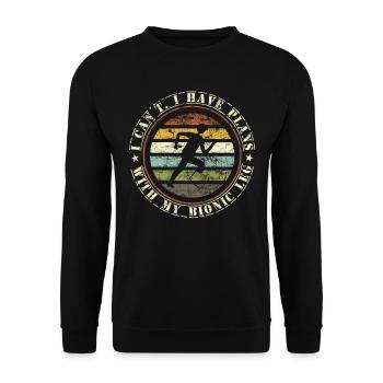Amputierte Humorprothese -Chirurgie Amputation - Unisex Pullover - Schwarz - Vorne - Alina (178cm) & Michal (187cm)