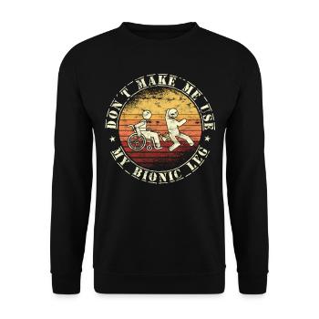 Rollstuhl Für Beinamputierte Prothesen - Unisex Pullover - Schwarz - Vorne - Alina (178cm) & Michal (187cm)