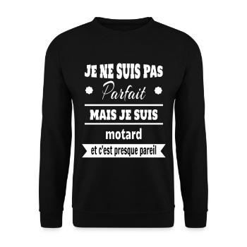 Pas parfait mais motard moto humour - Sweat-shirt Unisexe - noir - Devant - Alina (178cm) & Michal (187cm)