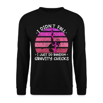 Gravity Checks - lustiges Luftakrobat - Unisex Pullover - Schwarz - Vorne - Alina (178cm) & Michal (187cm)