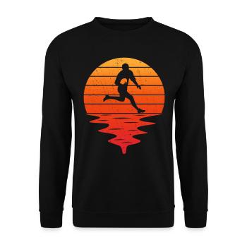 retro sunset rugby t-shirt rugby - Unisex Sweatshirt - black - Front - Alina (178cm) & Michal (187cm)