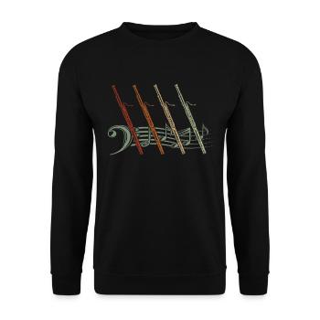 Vintage Bassoon -Musik Bassoonist - Unisex Pullover - Schwarz - Vorne - Alina (178cm) & Michal (187cm)