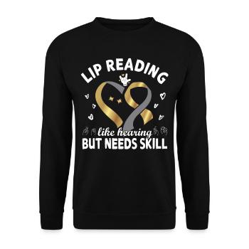 Lecture labiale Mauvais entendant des sourds - Sweat-shirt Unisexe - noir - Devant - Alina (178cm) & Michal (187cm)