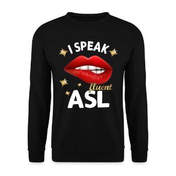 Hearing impaired Deaf childbearing language - Unisex Sweatshirt - black - Front - Alina (178cm) & Michal (187cm)